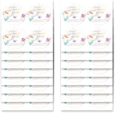 Mobiusea Creation Fairy Thank You Stickers 60pcs Birthday Labels