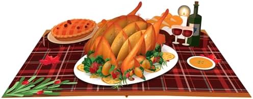 Paper Love Thanksgiving Card | 3D Pop-Up Turkey Dinner Greeting Card for Family, and Friend | 5" x 7" w/Envelope & Note Tag