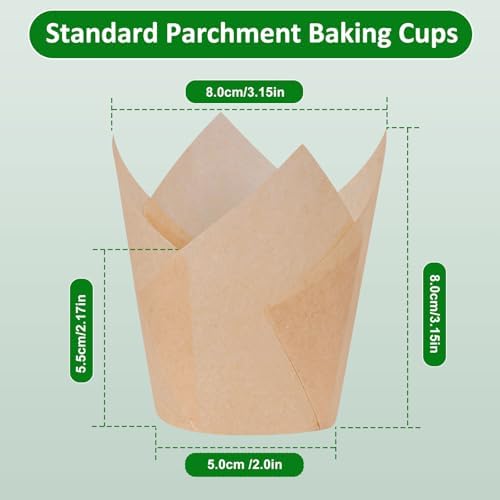 Caperci 225pcs Parchment Paper Tulip Cupcake Liners Muffin Cups for Baking