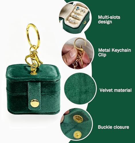 Ring Bearer Pillow Box for Dog Collar, Velvet Wedding Mini Ring Holder Pouch for Pet, Travel Ring Earrings Storage Box for Proposal Engagement Wedding Ceremony Party (Green)