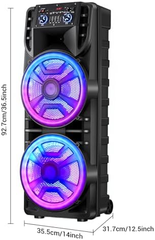 Dual 12’’ Wireless Bluetooth Party Speaker with Microphone