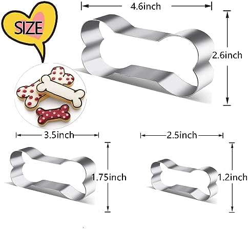 Dog Treats Cookie Cutters,Dog Bone Shape Cookie Cutters set Stainless Steel Biscuit Mold for Dog Cat Homemade Treats