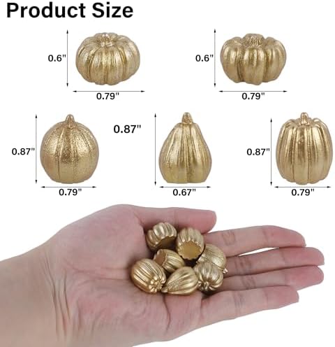 winemana 80Pcs Mini Pumpkins for Crafts, Fall Decorations for Home, Gold