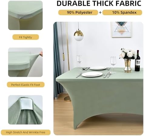 2-Pack 4ft Spandex Table Covers for Rectangular Folding Tables - Wrinkle Resistant Stretch Tight Table Cloths - Ultimate Fitted Table Protector for Parties, Banquet, and Wedding