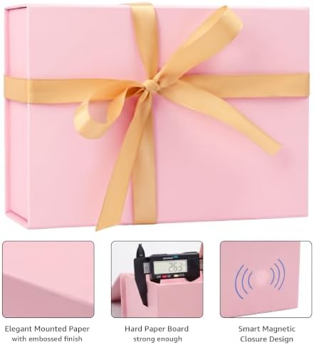 LIFELUM Pink Gift Box for Wedding with Magnetic Lid, 9.5"x7"x3.5"