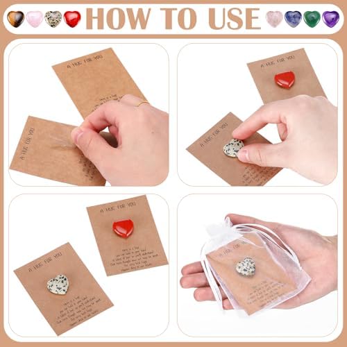 Motiskyy 40 Sets Pocket Hug Token with Heart Stones Cards, Small Gift Bulk