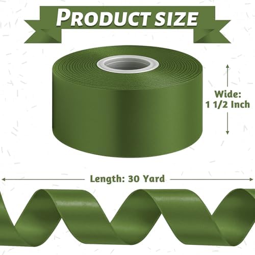 30 Yards 1 1/2 in Army Green Ribbon for Gift Wrapping St. Patrick's Craft