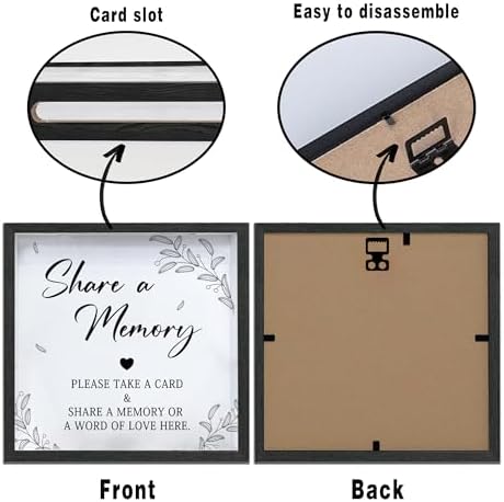 Share a Memory Card Box with Acrylic Window, 20 Pcs Memory Cards, for Sympathy Condolence Messages, Remembrance Table Decor, for Funeral Graduation Wedding Bridal Shower Birthday, 8 x 8 in