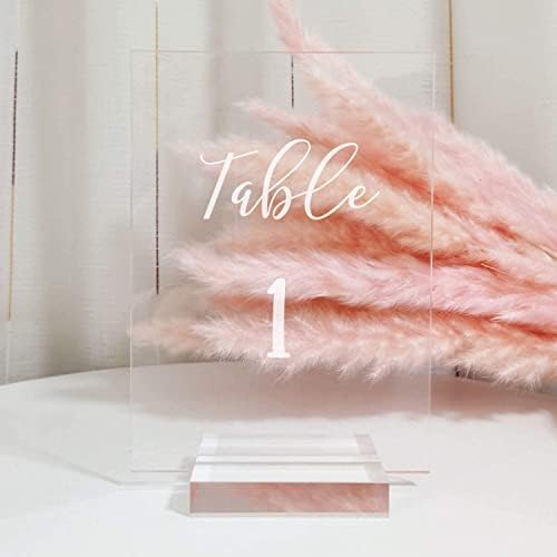 3" Clear Acrylic Sign Holder Stand - 10 Pack for Wedding Table Number Signs, Card Holder, Clear Base for 5x7 Inch Sheet Table Signs