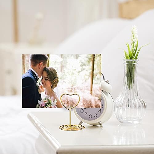 Toncoo 24 Pcs Mini Place Card Holders and 24 Pcs Place Cards with Gold Foil Border, Table Number Stand with Heart Shape, Table Card Holder Photo Picture Holder Memo Menu Clips for Wedding, Birthday