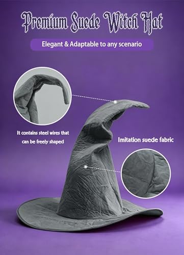 HOMELEX Adult Witch Hat, Tattered Lace Costume Hat for Halloween
