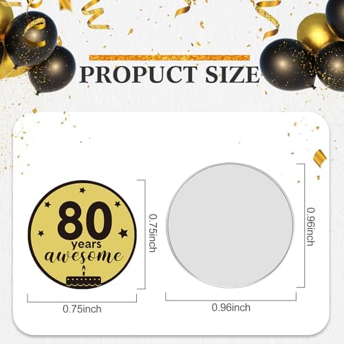 Tenare 504 Pcs 80th Birthday Stickers Black and Gold Party Favor Label Stickers Mini Chocolate Candy Wrappers for Anniversary Birthday Party Decoration