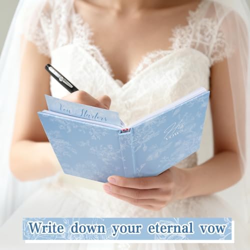2 Pcs Vow Books His and Hers Floral Wedding Vow Books with 60 Pages