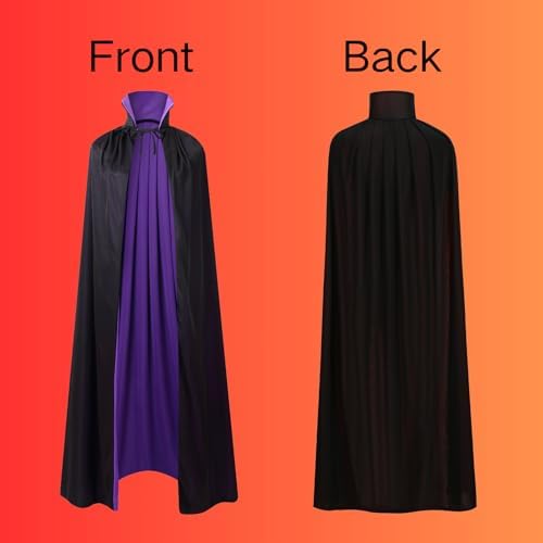 Adult Stand Collar with Hood Reversible Cloak Masquerade Cape for Halloween