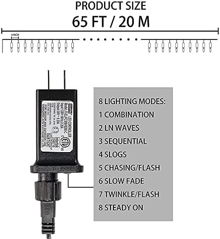 Dazzle Bright 200 LED Halloween Mini String Lights, 65FT Connectable Waterproof Plug in with 8 Modes Lights for Indoor Outdoor Patio Garden Party Decorations (Purple & Orange)