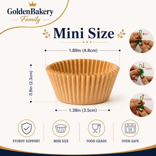 Mini Muffin Liners,500 pcs Natural Mini Cupcake Liners for Baking