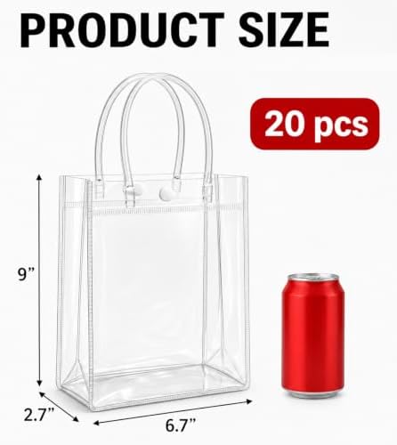 MAQIHAN Clear Goodie Bags with Handles - Party Favor Candy Bags Transparent