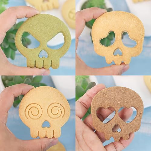 10Pcs DIY Skull Cookie Cutters Halloween Mix Match Face Embossing Molds