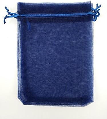 Wudygirl 100 PCS 5"x7" Organza Bags Navy Blue Gift Bags with Drawstring