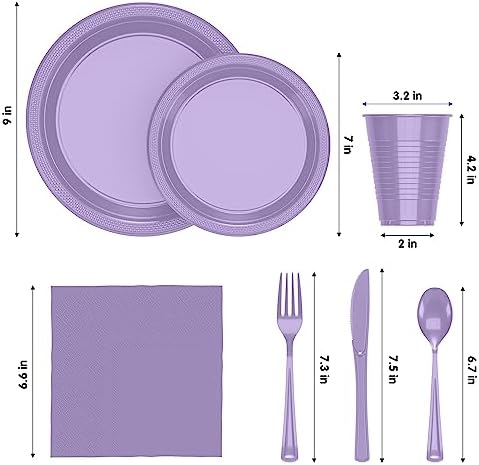 Exquisite 350 Pcs Lavender Plates and Napkins Party Supplies Plate Sets