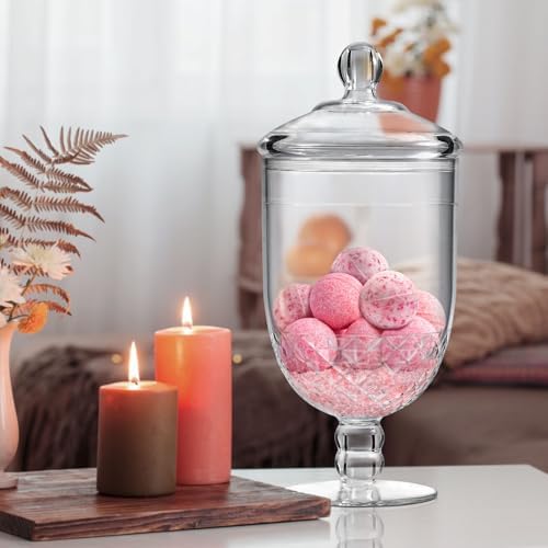 Apothecary Jar with Airtight Lid in Premium Acrylic Plastic, Decorative Weddings Candy Buffet, Elegant Storage Jar, 50-Ounce