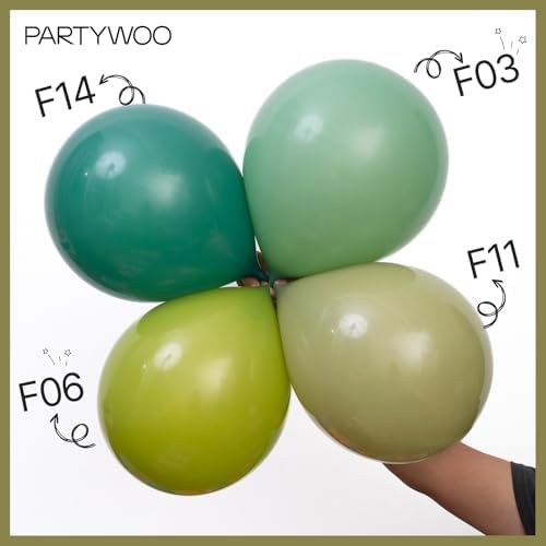 PartyWoo Sage Green Balloons 140pcs Olive Eucalyptus Dusty Green Boho Color