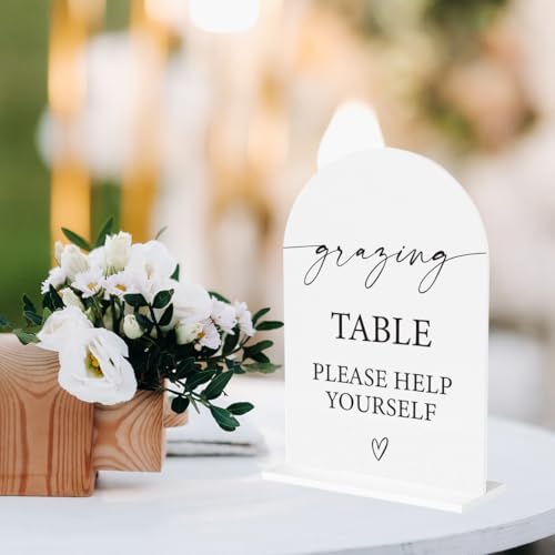 Grazing Table Sign Snack Station Food Table Sign for Wedding Engagement Bridal Shower Baby Shower Ceremony Reception Event Party Acrylic Decor 5"x7"