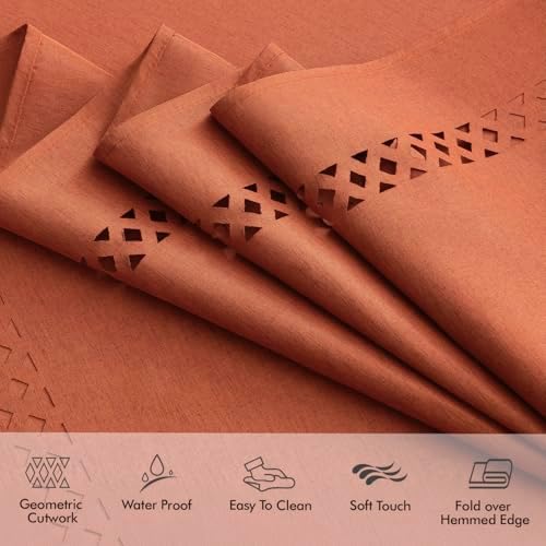 MIULEE Burnt Orange Fall Rectangle Tablecloth with Cutouts 60x104 inch