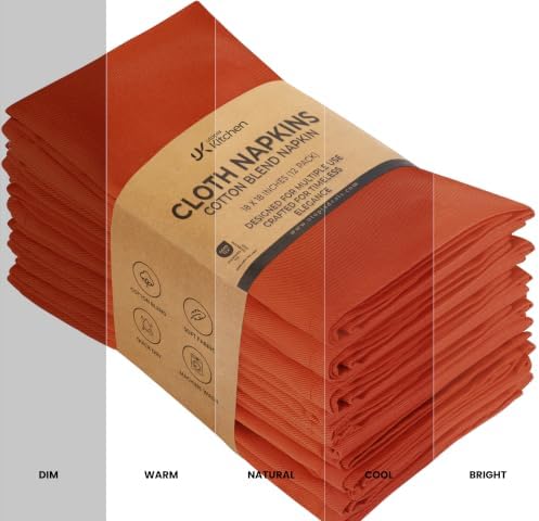 Utopia Kitchen Cotton Blend Orange Cloth Napkins [12 Pack, 18x18 Inch]