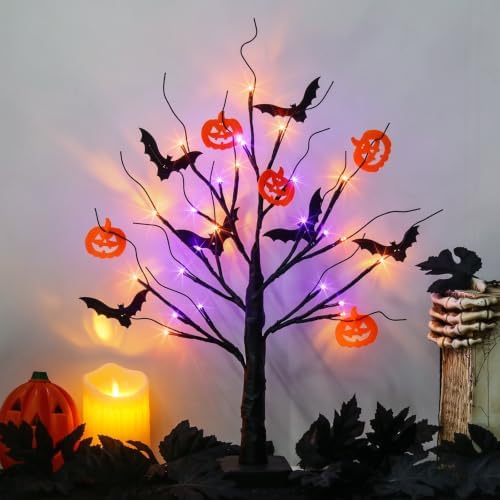 Vanthylit Halloween Decorations, Halloween Tree Lights, Lighted Black Tree