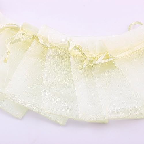 Wudygirl 100 PCS 5"x7" Organza Bags Lvory Gift Bags with Drawstring