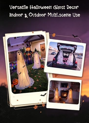 Minetom 2 Pack 5 FT Halloween Ghost Decorations Light Up Ghosts Outdoor