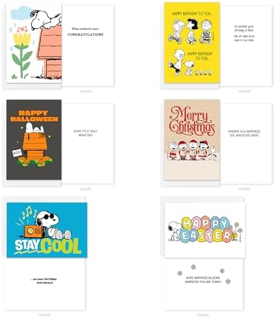 American Greetings 33-Count All-Occasion Peanuts Card Pack, Assorted Classic Peanuts Characters