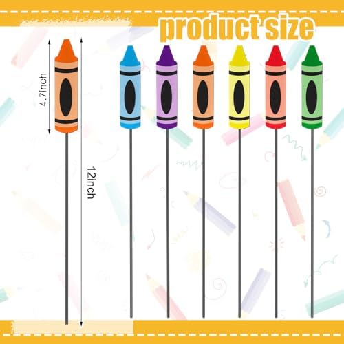 Pickmesh 6 Pcs Back to School Decoration Outdoor Crayon Metal Yard Sign 12"