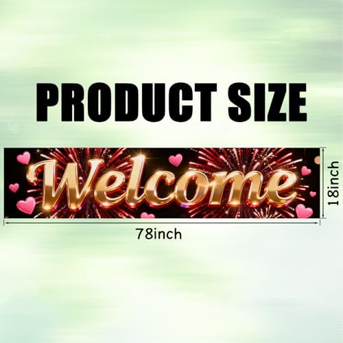 Nuxovilar Welcome Home Banner Golden Red Firework 17.7x78.7 Polyester
