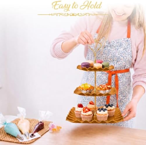 DAFURIET Plastic Dessert Cupcake Stand, 3 Tier Cup Cake Tower