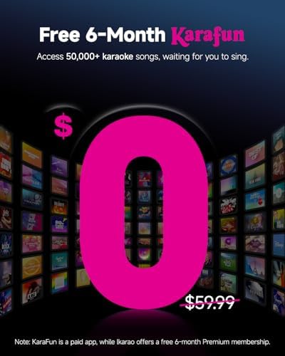 Ikarao Karaoke Machine, Built-in Lyrics Display, 32GB Karaoke Tablet, KaraFun Prime, 280W Karaoke Speaker with 2 Self-Charging Mics, Connects to TV, EQ, Portable Karaoke System for Adult Home Parties