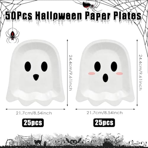 CCINEE Halloween Ghost Paper Plates 50Pcs Large