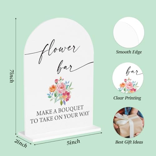 Flower Bar Sign Build Your Own Bouquet Bar Sign for Wedding Engagement Bridal Shower Baby Shower Ceremony Reception Event Party Acrylic Decor 5"x7"