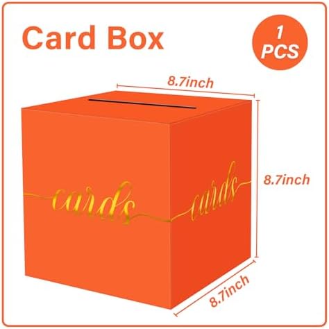 Orange and Gold Foil Card Box for Party, 8.7", 1 Pack