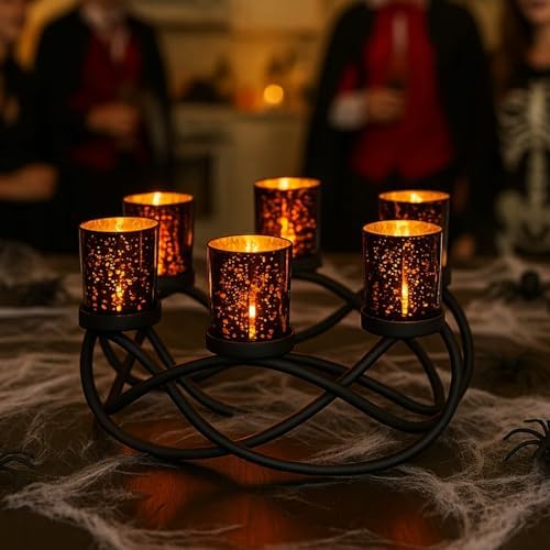 Seraphic Halloween Decorations for Indoor Gothic Table Centerpieces, Black