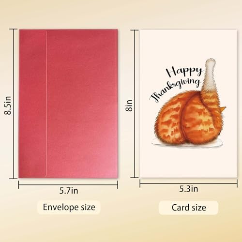 Cat Turkey Leg Happy Thanksgiving Card, Funny Thanksgiving Day Card for Cat Lover, Humorous Turkey Day Gift for Him He