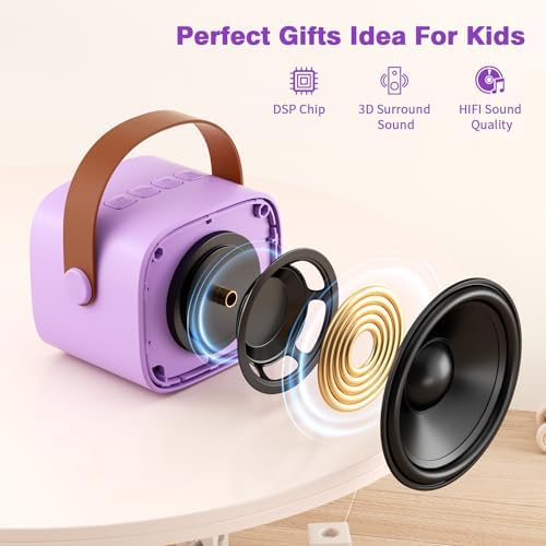 Mini Karaoke Machine with 2 Wireless Microphones, 2026 TOP Kids Portable Bluetooth Karaoke Machine for 3, 4, 5, 6, 7, 8, 9,10,11,12+Year Old, Christmas Birthday Gifts for Girls Boys Adults Home Party