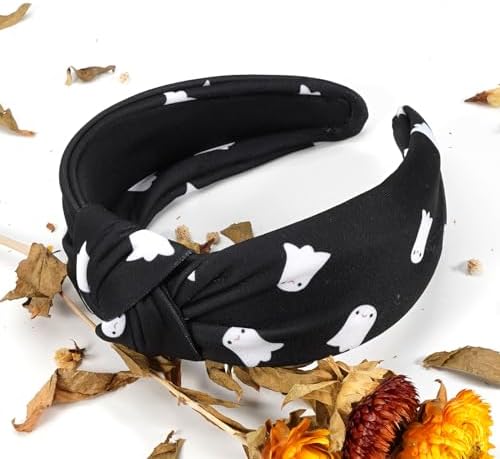 Halloween Headbands for Women Gifts Spooky Ghost Knotted Wide Headband Halloween Hair Accessories Makeup Hair Hoop