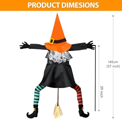 53" Witch Crashing into Tree Halloween Outdoor Decoration