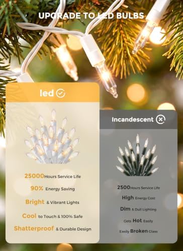 LED Christmas Lights Indoor Outdoor, 33FT 100 Count Mini String Lights