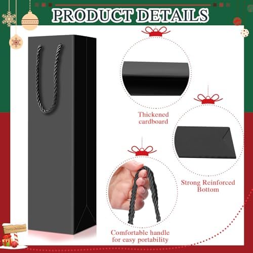 Fulmoon 80 Pack Wine Gift Bag Bulk, 4"x3.5"x14" Wine Bag, Black