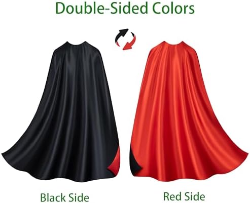 Adult Superhero Cape & Mask Set - Double-Sided Super Hero Capes and Masks for Men Women Dress-Up Parties