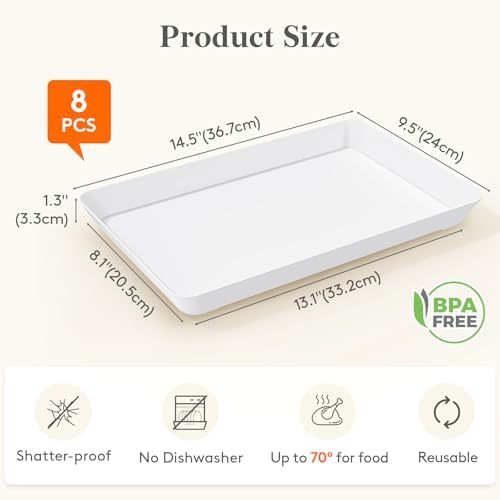 Lifewit 8 Pcs Large Serving Tray for Party, 15" x 10" Food Serving Platter