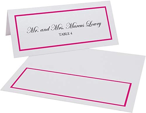 Single Line Border Place Cards, Fuschia, Set of 25, Pre-cut and Scored